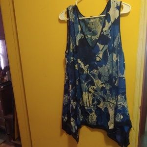 Blue floral tank top